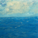 original abstract sea painting blues oil on metal copyright bonnie perlin