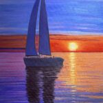 Sunset Sail. 30x40. Oil