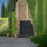 italian garden door original painting artist bonnie perlin